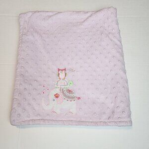 Blankets And Beyond Pink Minky Dot Baby Blanket Owl Turtle Elephant 28x31